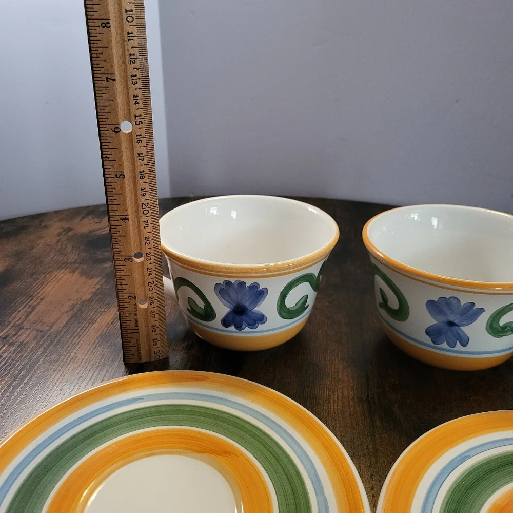 Williams Sonoma Marisol Colorful Tea And Coffe cup and Saucer Set